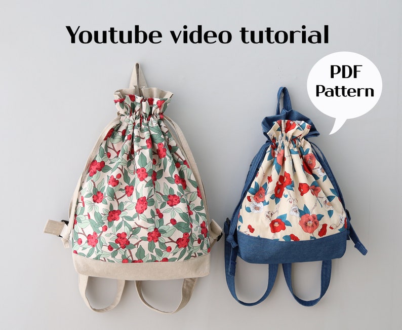 Backpack PDF Sewing Pattern,Small Rucksack pattern, pdf, 2 sizes, Inst