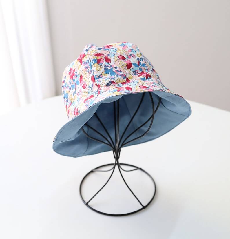 Digital Goods Sewing Patterns, Bucket Hat Reversible sun hats PDF, Video tutorial 4 sizes