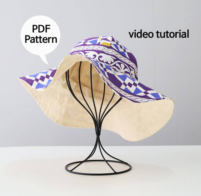 Sun Hat PDF Pattern, Beach Hat Pattern, PDF Sewing Pattern, Hat Sewing